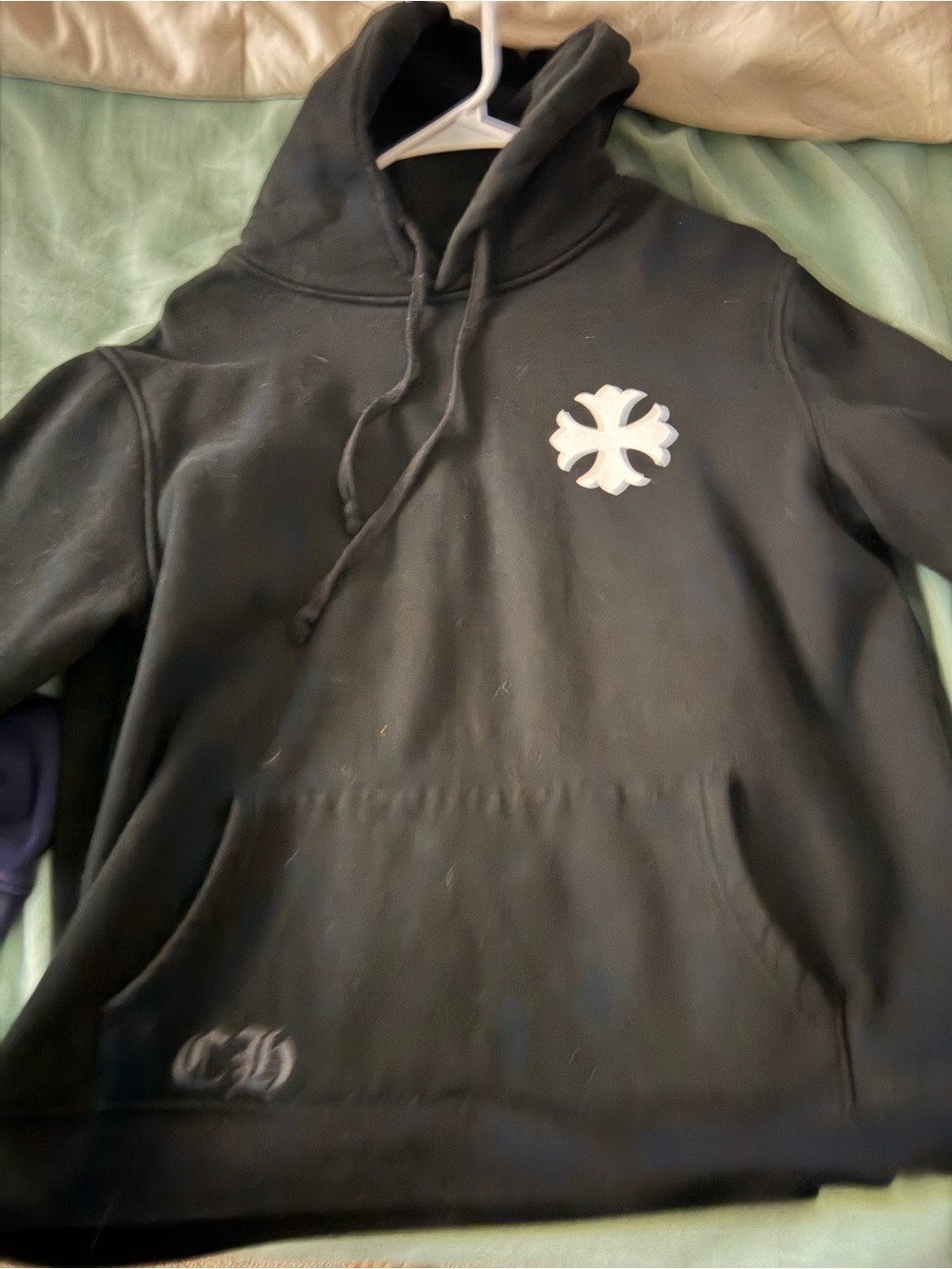 Chrome Hearts Black Hoodie with White Cross Emblem